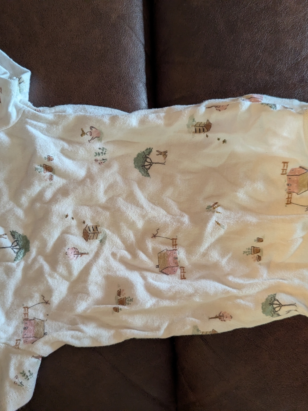 Carter's Cream Bodysuit with Pink and Green Farm Prints